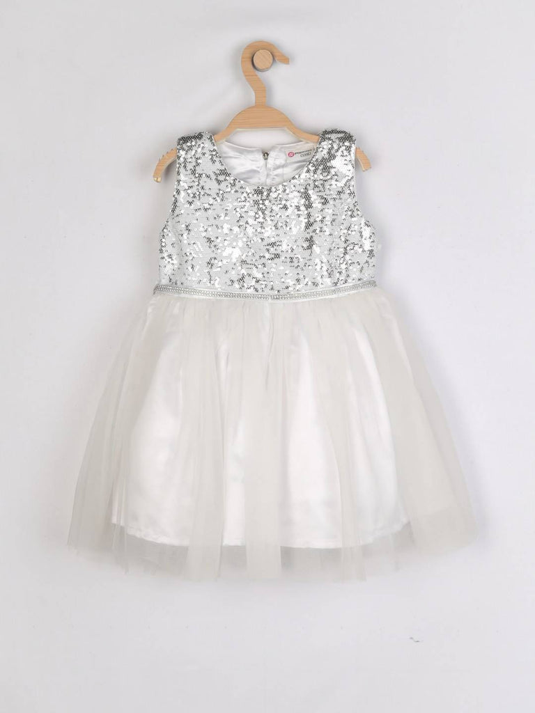 Peppermint Girls White Net Dress With Belt 12804 1