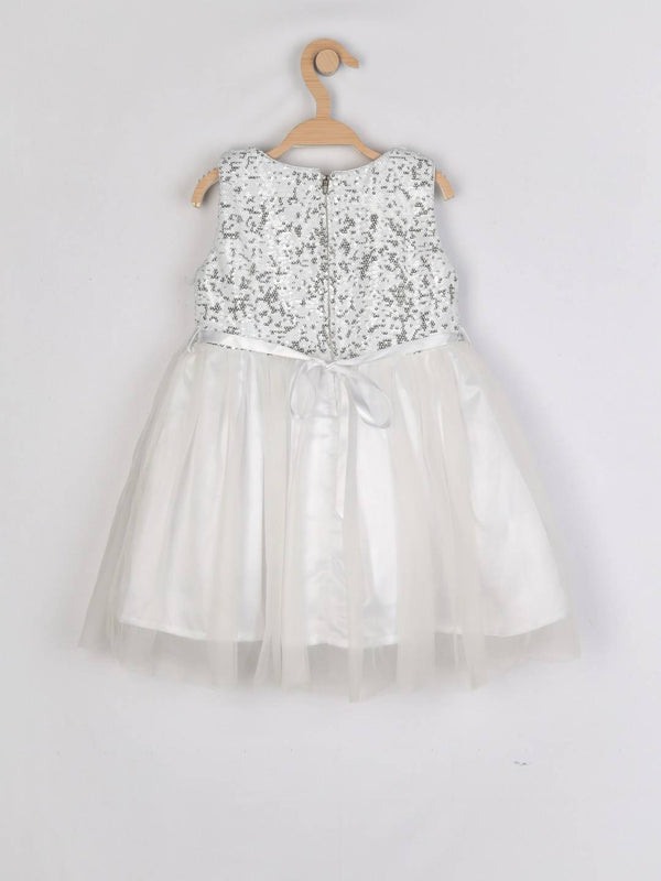 Peppermint Girls White Net Dress With Belt 12804 2