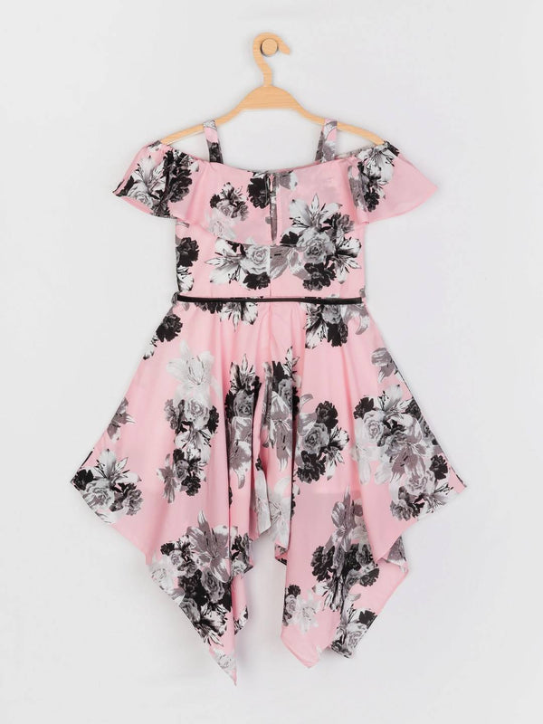 Peppermint Girls Pink Printed Dress With Belt 12806 2