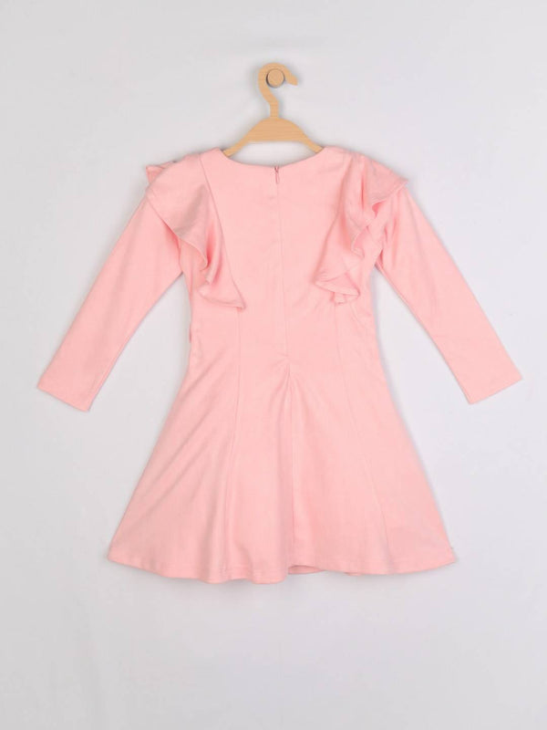 Peppermint Girls Peach Regular Dress With Belt 12807 2