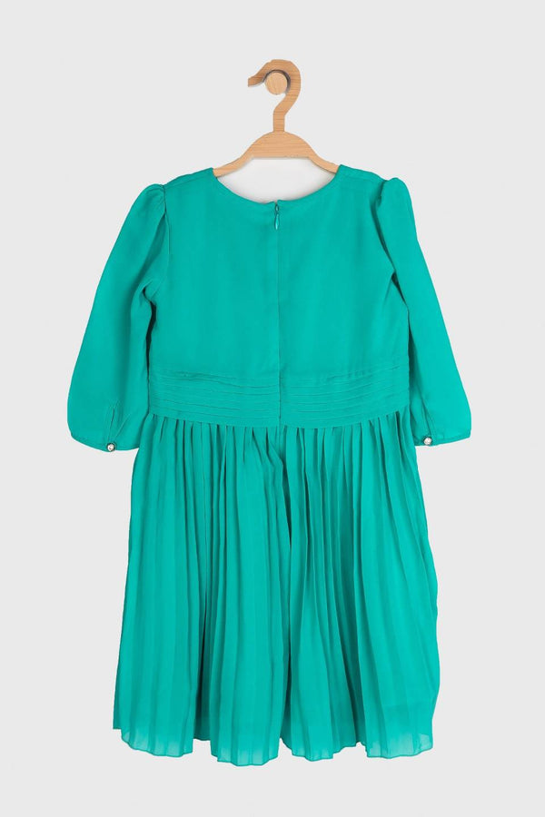 Peppermint Girls Sea Green Regular Dress With Neckpiece 12513 2