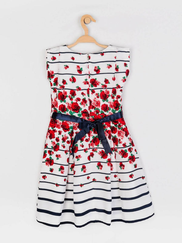 Peppermint Girls Red Printed Dress With Belt 12819 2