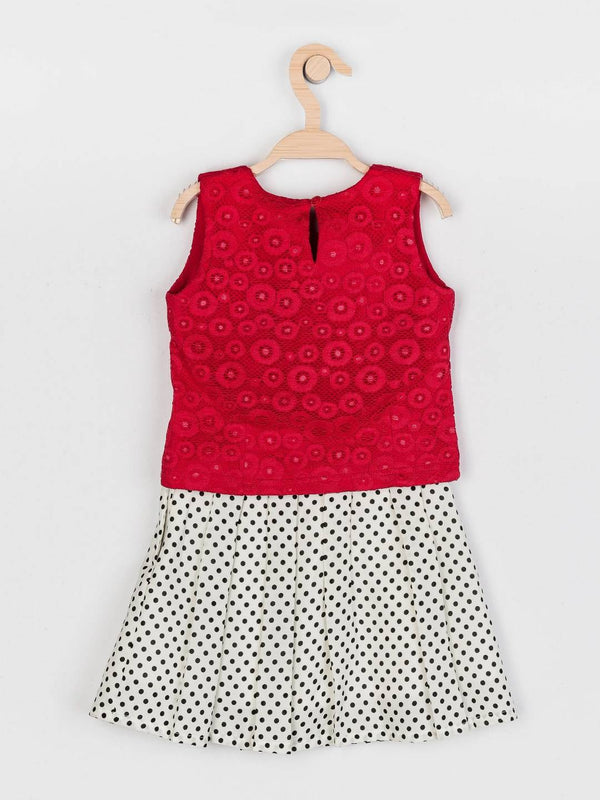 Peppermint Girls Red Printed Skirt Top Set 12264 2