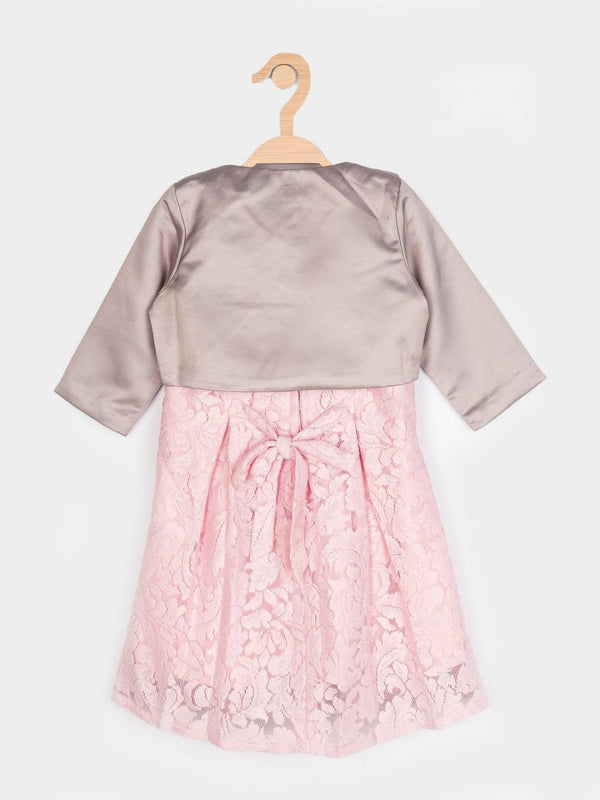 Peppermint Girls Pink Net Dress With Shrug 12273 2