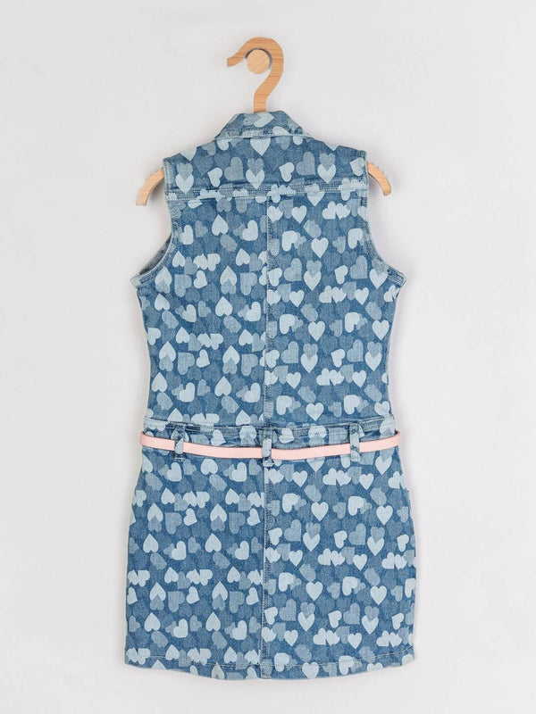 Peppermint Girls Blue Enzyme Washed Dress, Top With Belt 12280 2