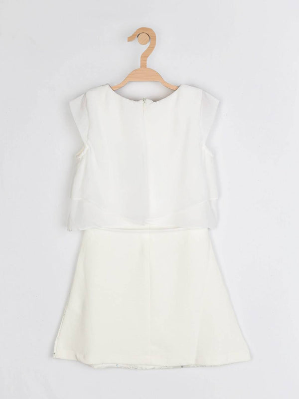 Peppermint Girls Off White Regular Dress With Belt 12478 2