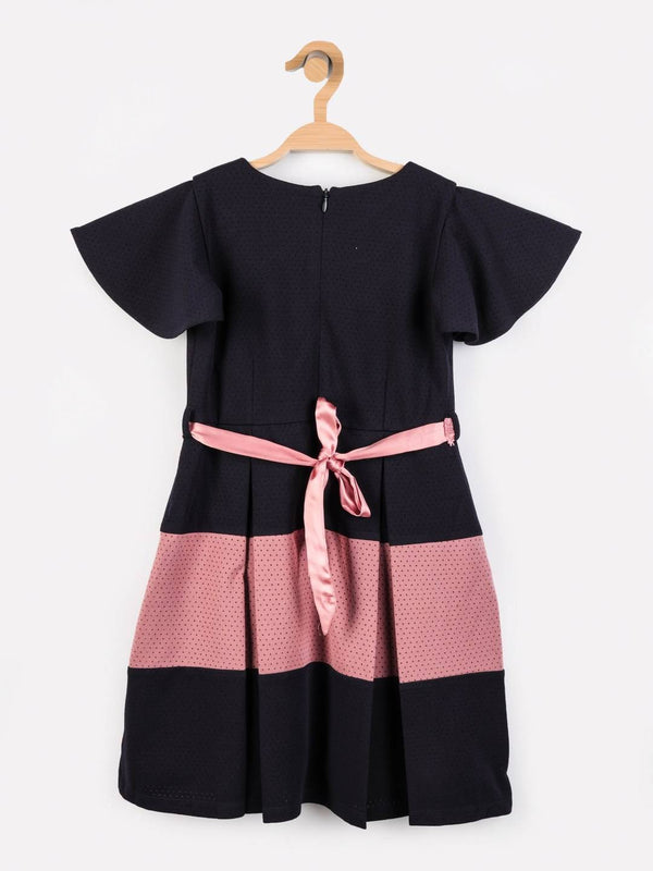 Peppermint Girls Navy Blue Regular Dress With Belt 12661 2