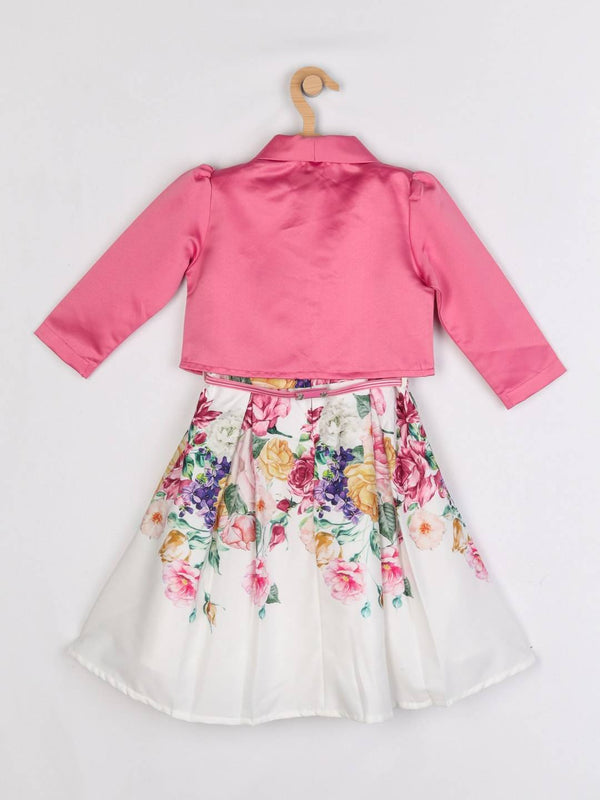 Peppermint Girls Pink Regular Dress Shrug With Belt 12713 2