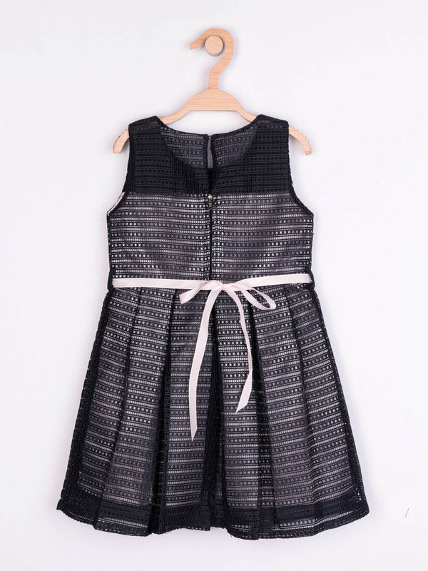 Peppermint Girls Navy Blue Net Dress With Belt 12302 2