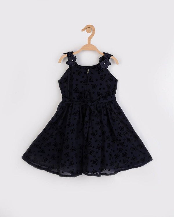 Peppermint Girls Navy Blue Printed Dress 12305 2