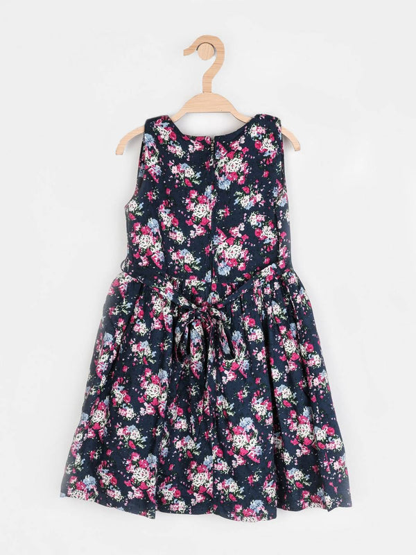 Peppermint Girls Navy Blue Printed Dress 12346 2