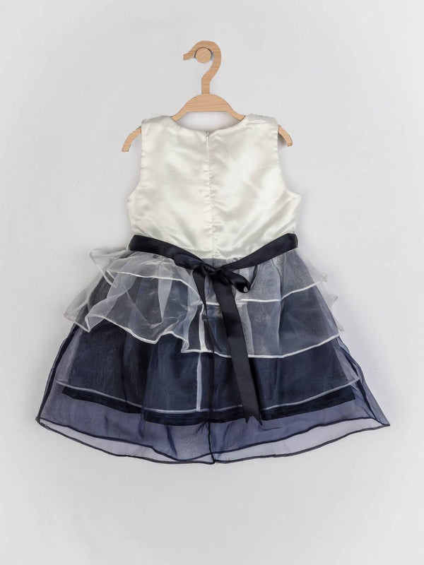 Peppermint Girls Navy Blue Net Dress With Belt 12845 2