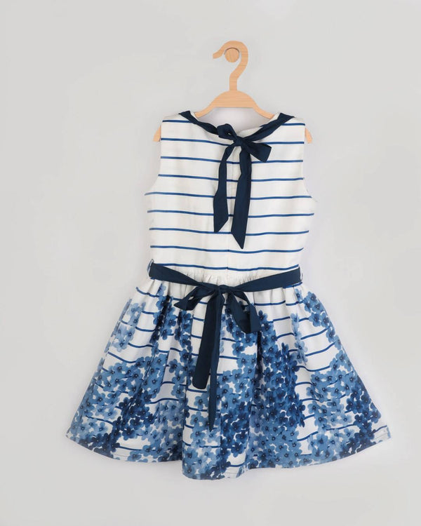 Peppermint Girls Navy Blue Net Dress With Belt 12382 2