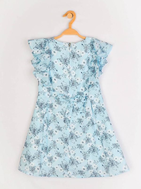 Peppermint Girls Blue Printed Dress 12386 2
