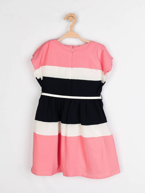 Peppermint Girls Navy Blue Regular Dress With Belt 12393 2