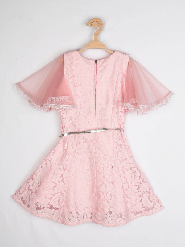 Peppermint Girls Pink Net Dress With Belt 12404 2