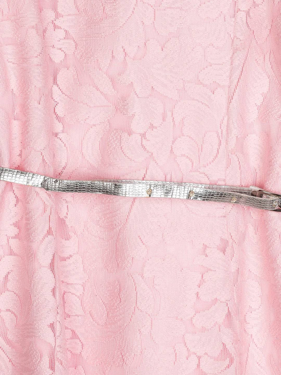 Girls Pink Net Dress With Belt 12404 | Peppermint