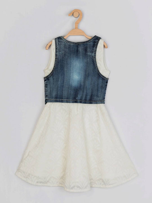 Peppermint Girls Off White Net Dress Jacket Set With Belt 12472 2