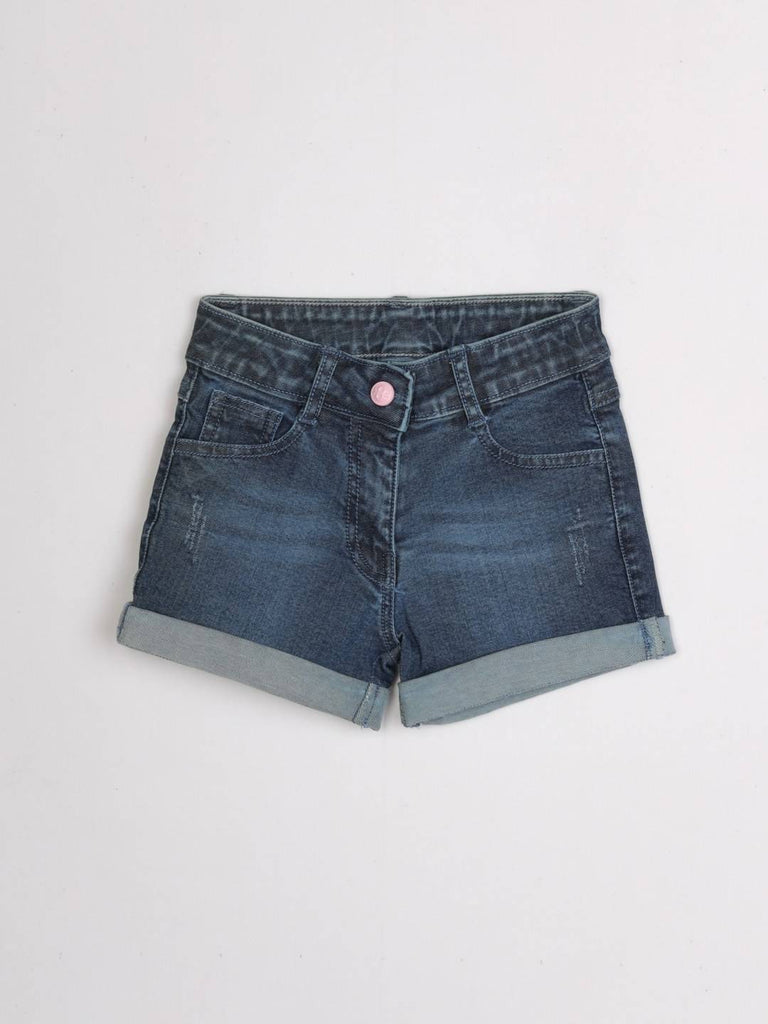 Peppermint Girls Navy Blue Enzyme Washed Shorts 12517 1