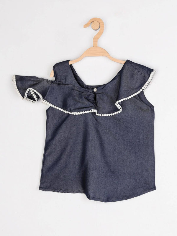 Peppermint Girls Navy Blue Textured Top 12524 2