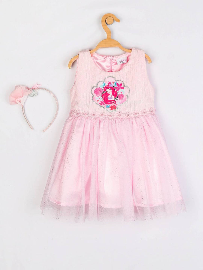 Peppermint Girls Pink Regular Dress With Hairband 12850 1