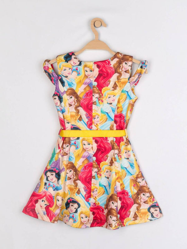 Peppermint Girls Mustard Printed Dress With Belt 12869 2