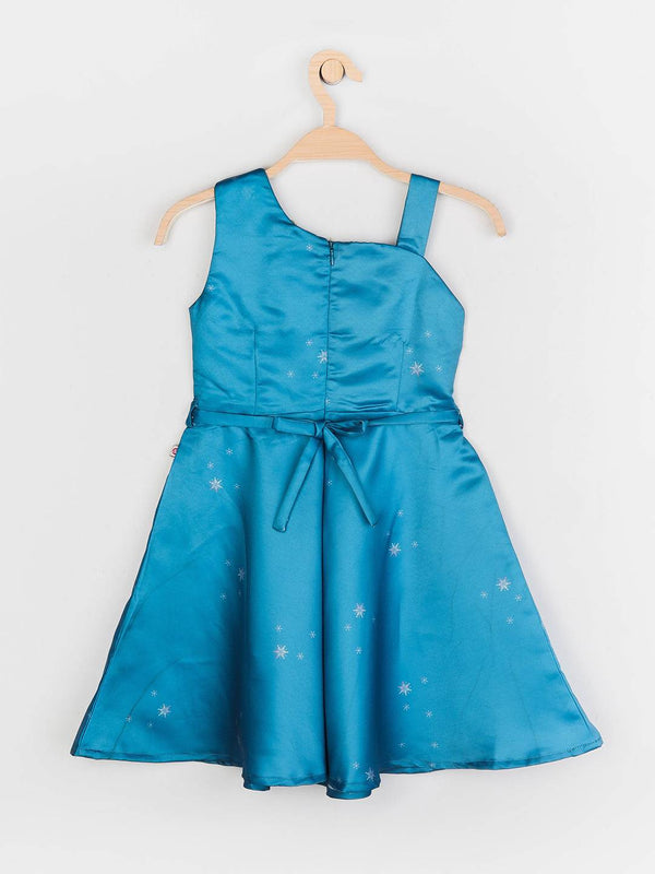 Peppermint Girls Blue Printed Dress With Belt 13049 2