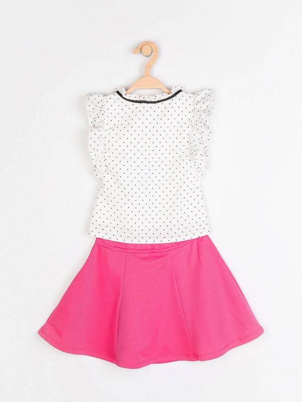 Peppermint Girls Fuchsia Printed Skirt Top Set 12310 2