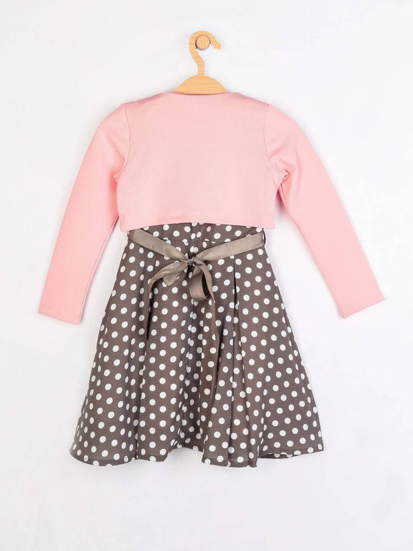 Peppermint Girls Grey Printed Dress,Jacket With Belt 12485 2