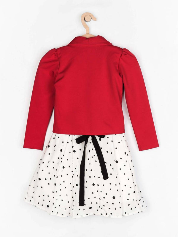 Peppermint Girls Red Printed Dress,Jacket With Belt 12578 2