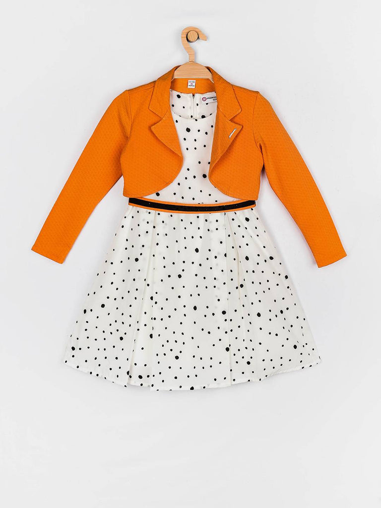 Peppermint Girls Mustard Regular Dress,Jacket With Belt 13053 1