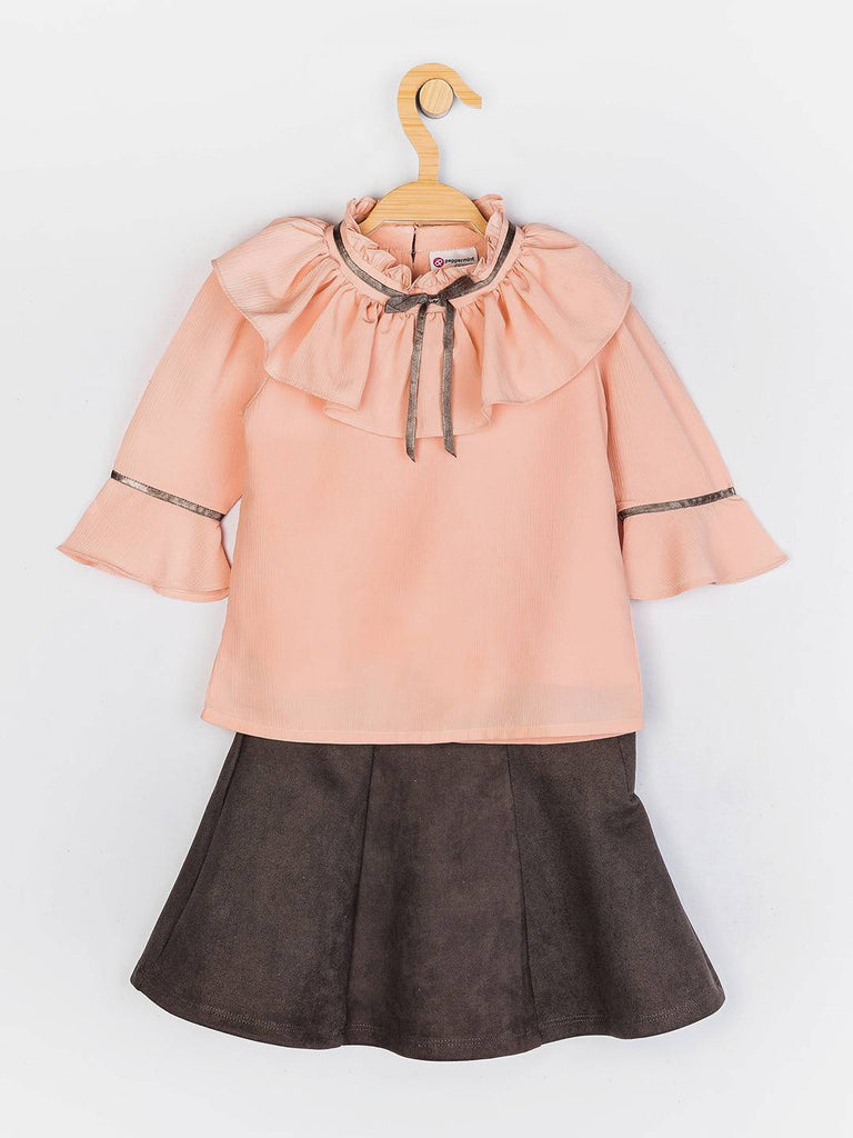 Peppermint Girls Peach Regular Skirt Top Set 13054 1