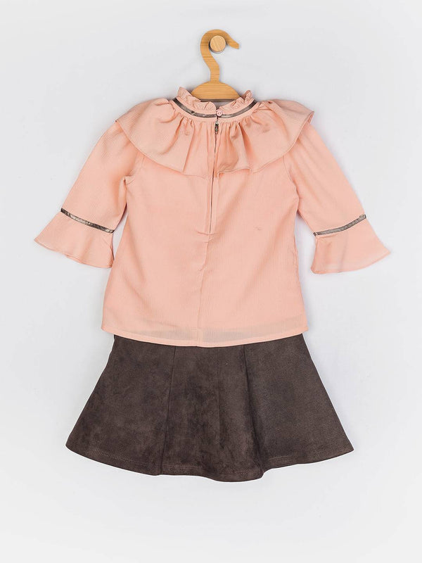 Peppermint Girls Peach Regular Skirt Top Set 13054 2
