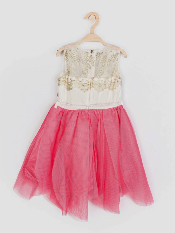 Peppermint Girls Peach Regular Dress With Belt 12314 2