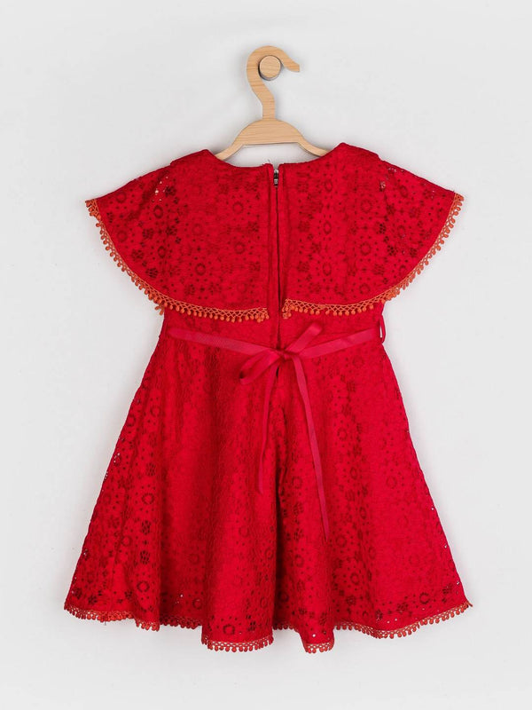 Peppermint Girls Red Net Dress With Belt 12899 2