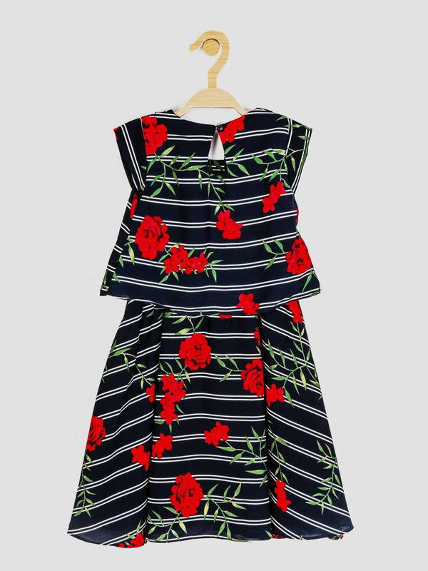 Peppermint Girls Blue Printed Dress With Belt 12607 2