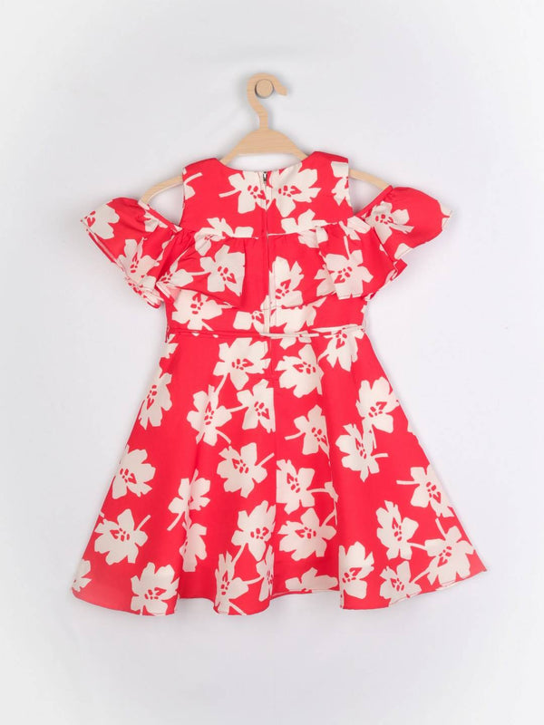 Peppermint Girls Red Printed Dress With Belt 12903 2
