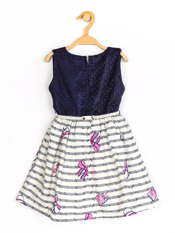 Peppermint Girls Navy Blue Net Dress With Belt 12254 2