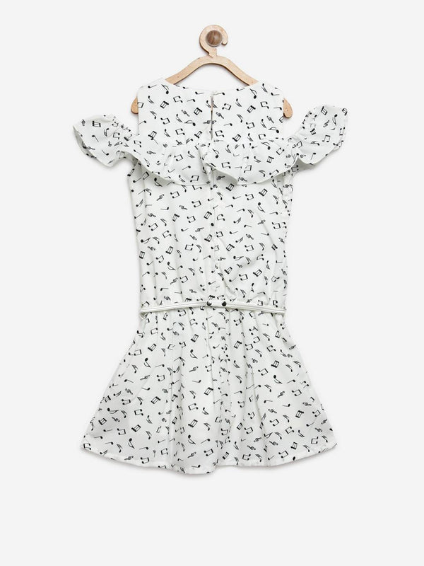 Peppermint Girls Off White Printed Jumpsuit With Belt 12906 2