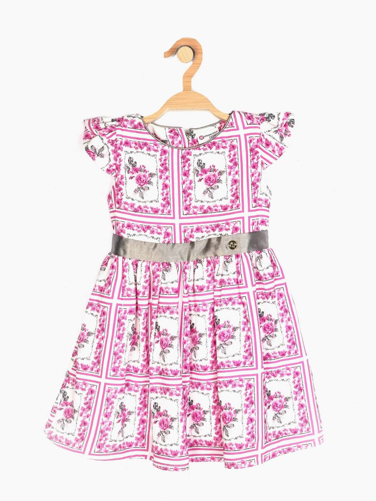 Peppermint Girls Pink Printed Dress 12343 1
