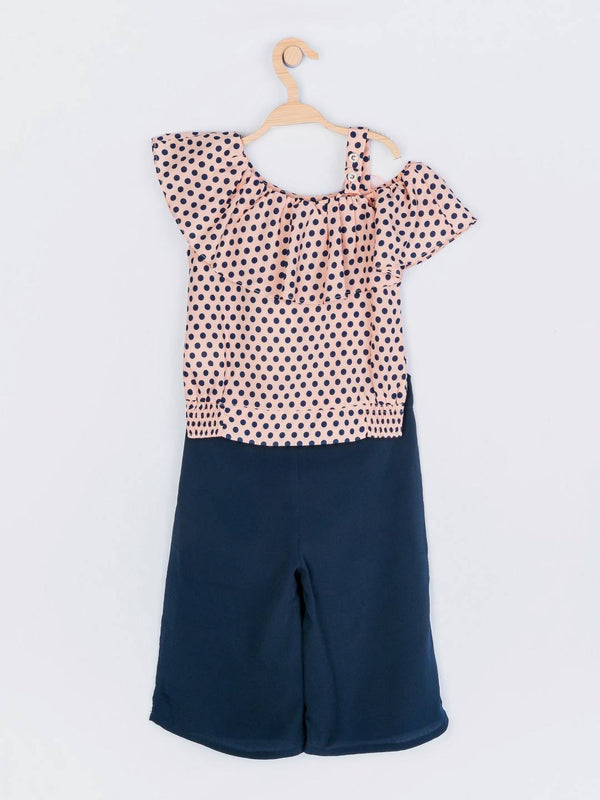 Peppermint Girls Peach Printed Culottes Top Set 12910 2