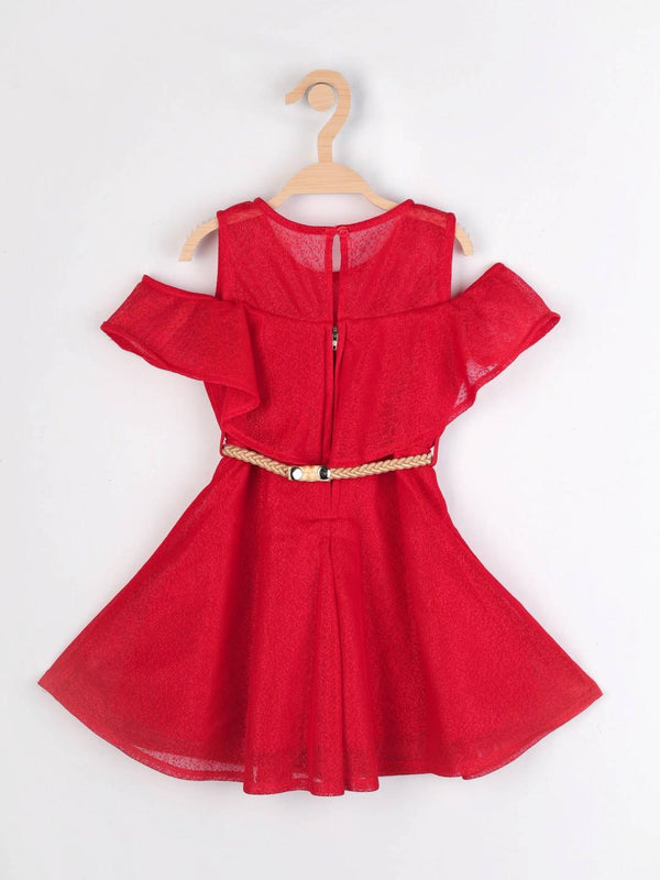 Peppermint Girls Red Regular Dress With Belt 12316 2