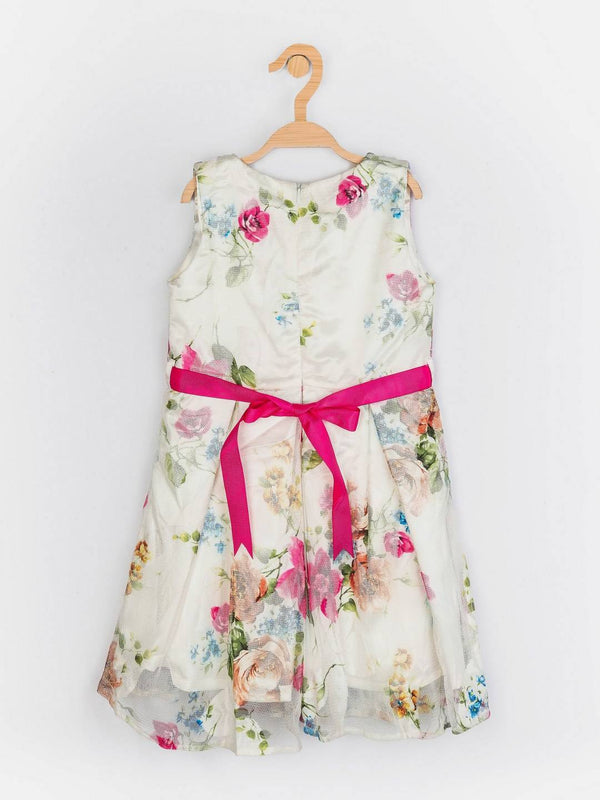 Peppermint Girls Off White Printed Dress With Belt 12474 2