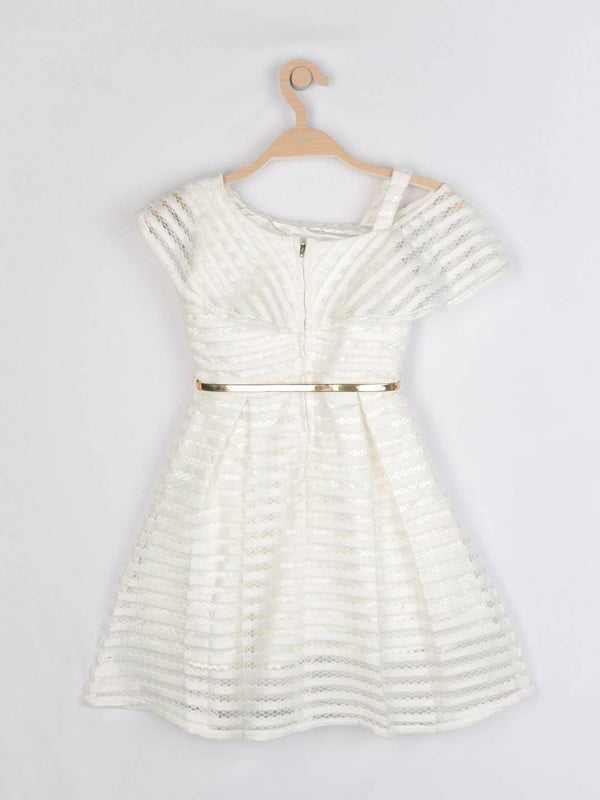 Peppermint Girls Off White Regular Dress With Belt 12484 2