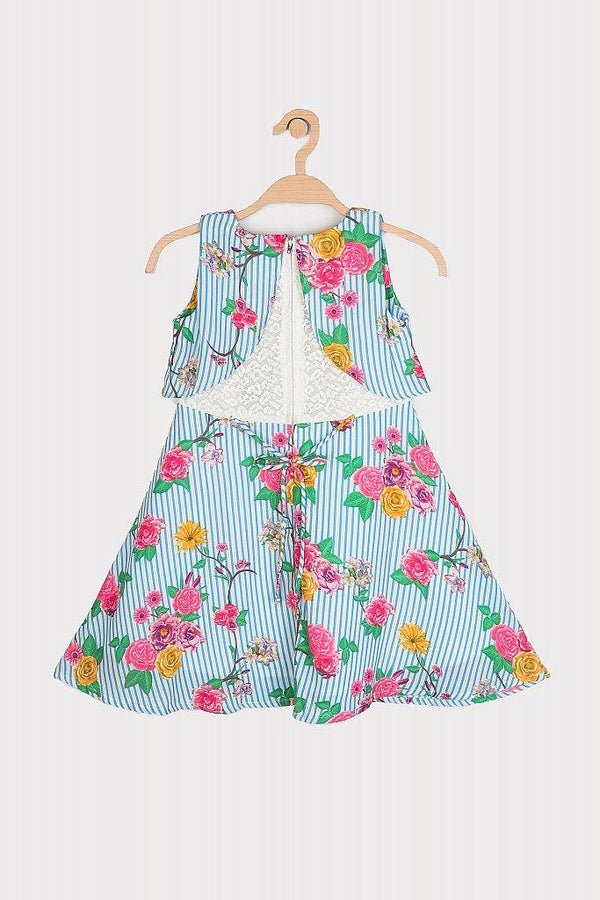 Peppermint Girls Blue Printed Dress 12385 2
