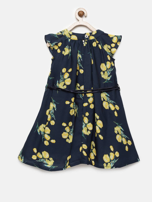 Peppermint Girls Navy Blue Regular Dress With Belt 12918 2