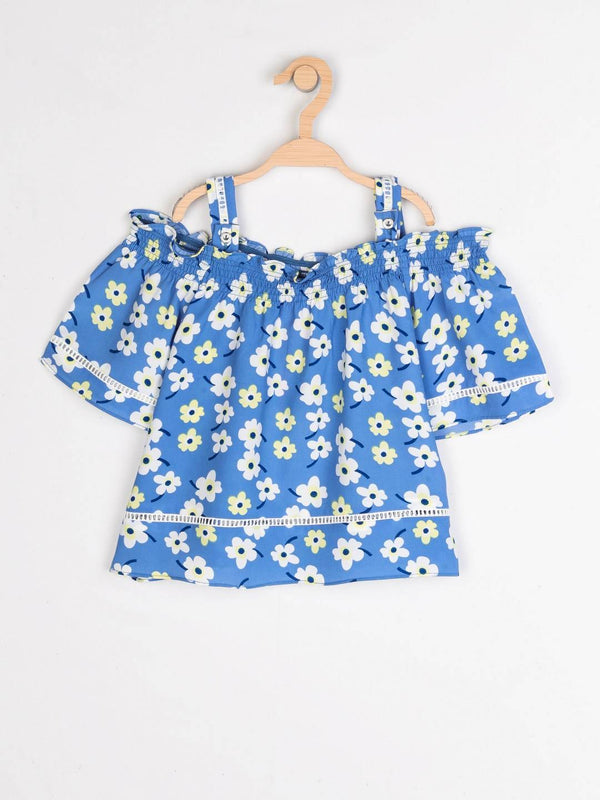 Peppermint Girls Blue Printed Top 12767 2