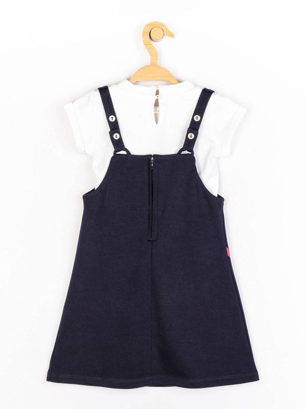 Peppermint Girls Navy Blue Regular Dungaree Top Set 12299 2
