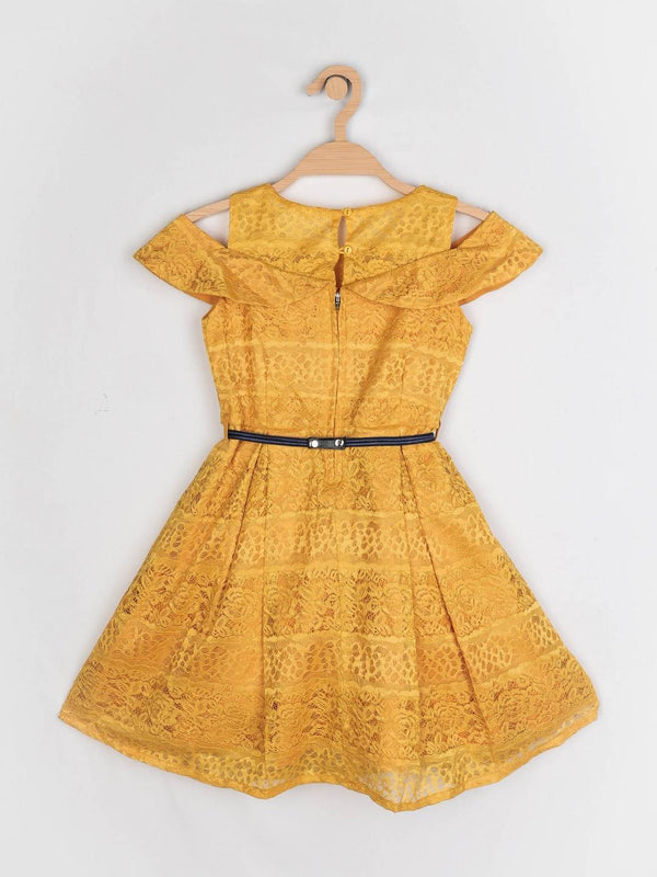 Peppermint Girls Mustard Regular Dress With Belt 12627 2