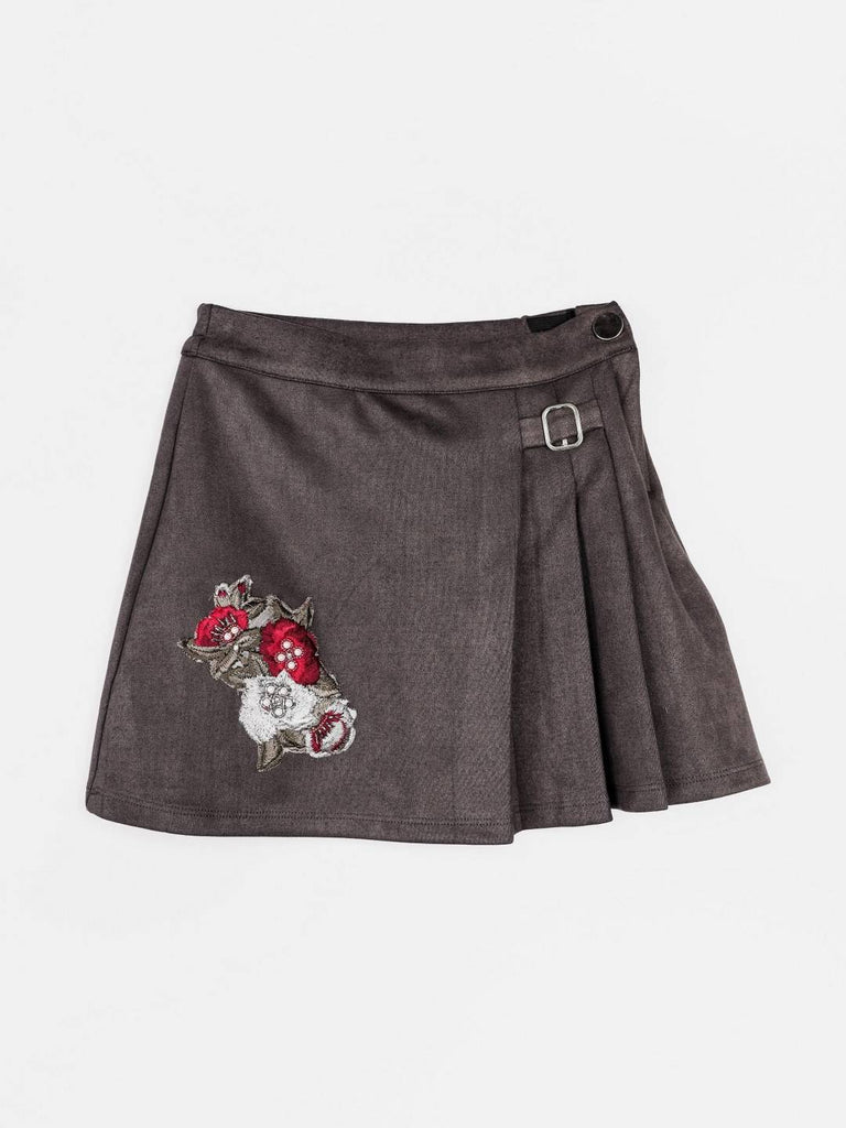 Peppermint Girls Grey Suede Skirt 12630 1